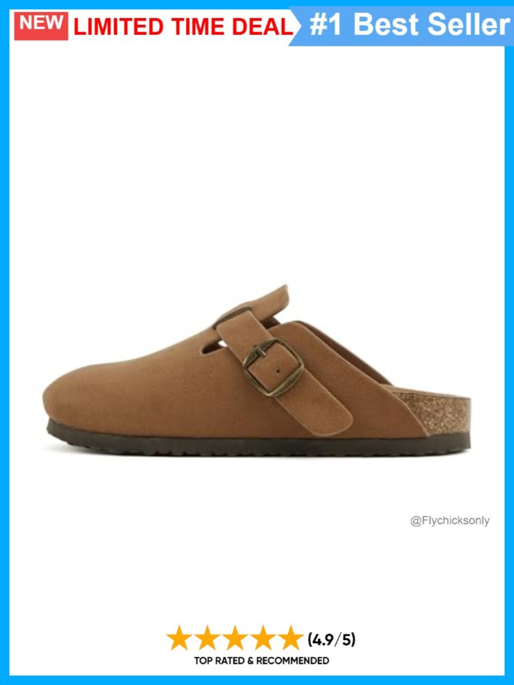 Vegan Suede Slip-On Platform Clog with Buckle Strap